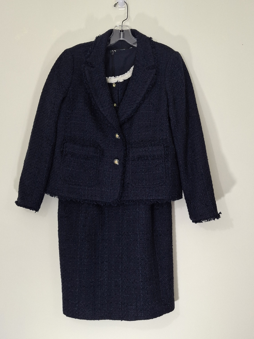 Talbots Classic Navy Tweed Blazer and Dress Set, Size 12P